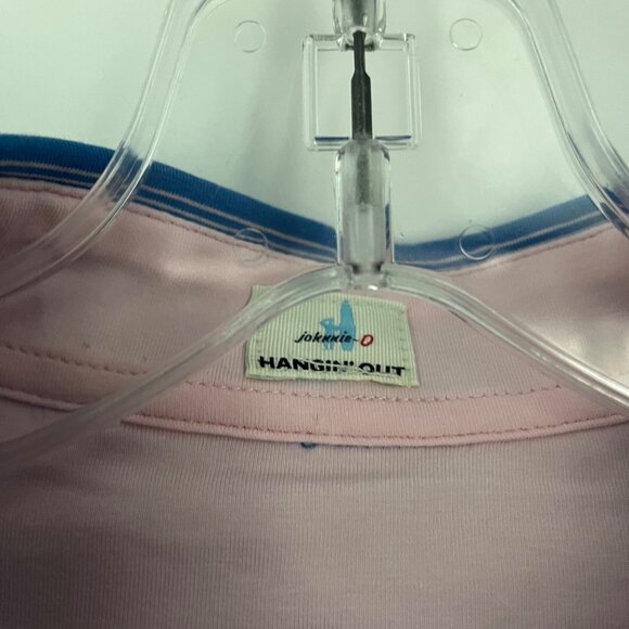 Johnnie O Hangin Out Blue Pink Striped Performance Polo Shirt Small Cotton - Picture 7 of 8